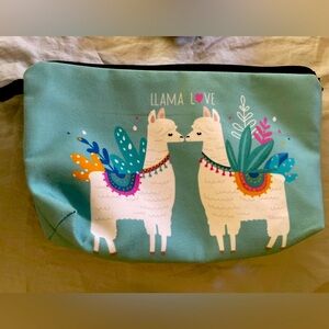 Turquiose llama cosmetics bag